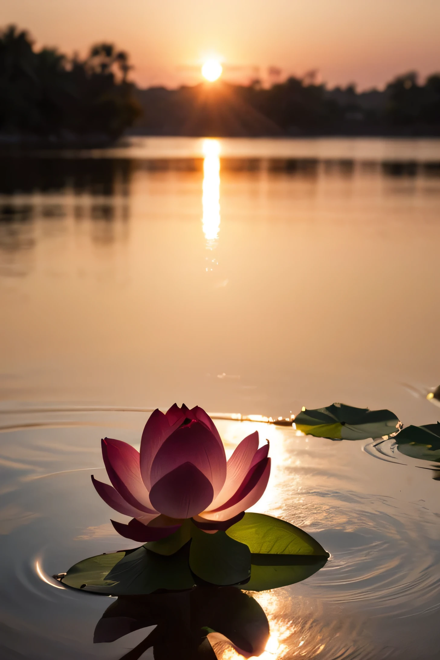 A lotus bud about to bloom under the setting sun,Gorgeous,Photography Masterpieces,Great lighting,4k HD