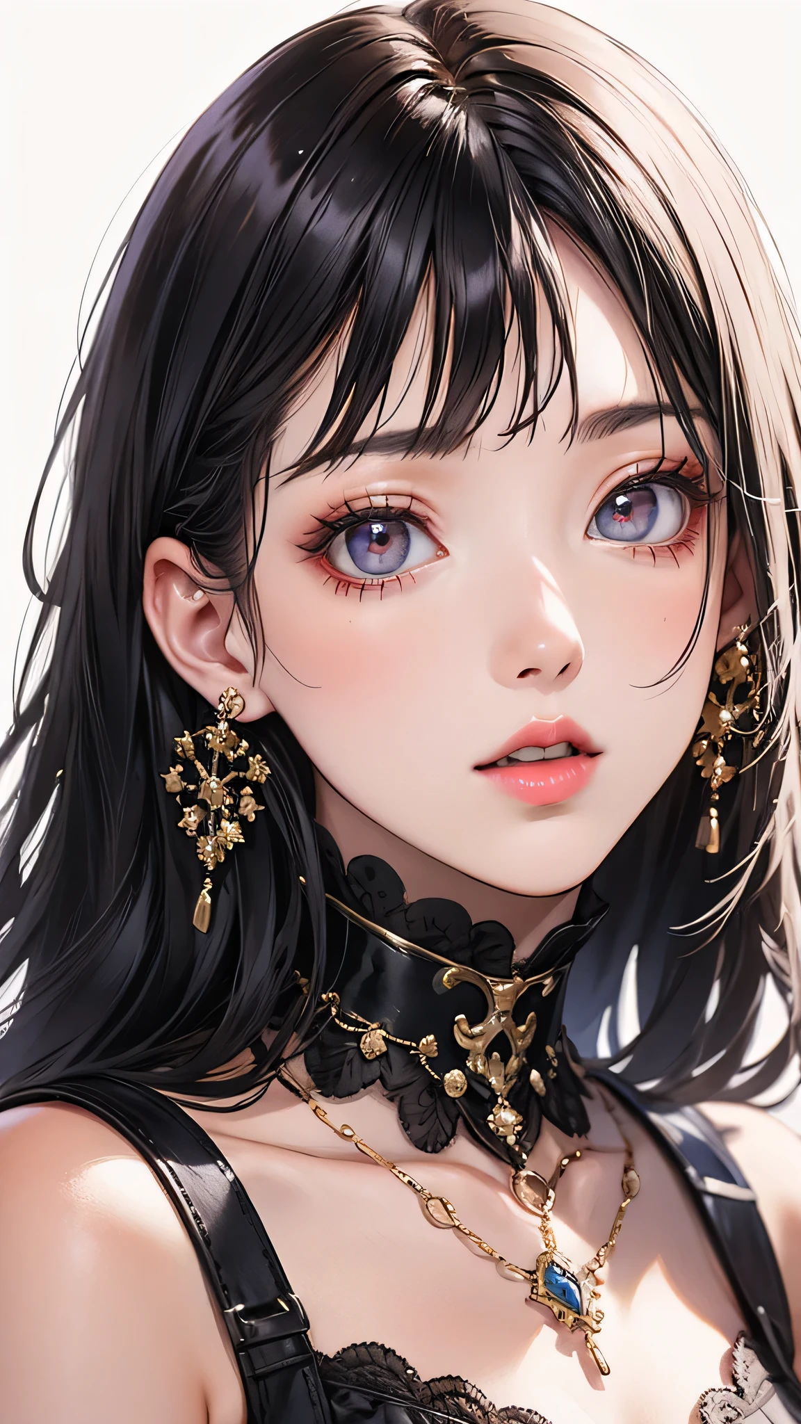 Beautiful woman paints her lips with lipstick. Beautiful woman face, The finer details, high quality, high quality. Vivid and True Colors