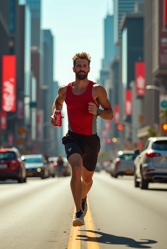 Man running with a coke