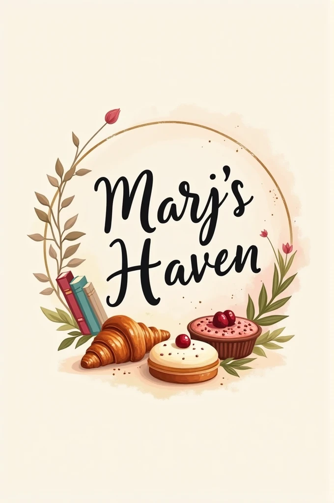 write an business logo name " Marj's Haven" my business is cafe with pastries with library with free wifi and aesthetic place
