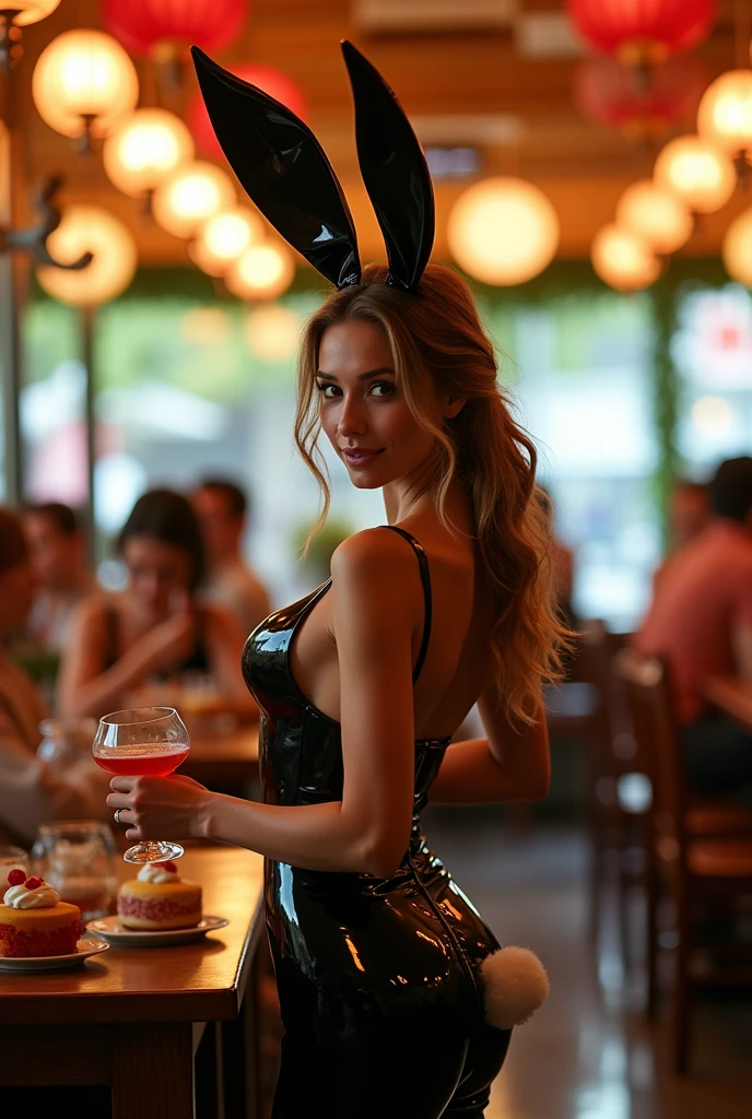 waitress in latex bunny suit 