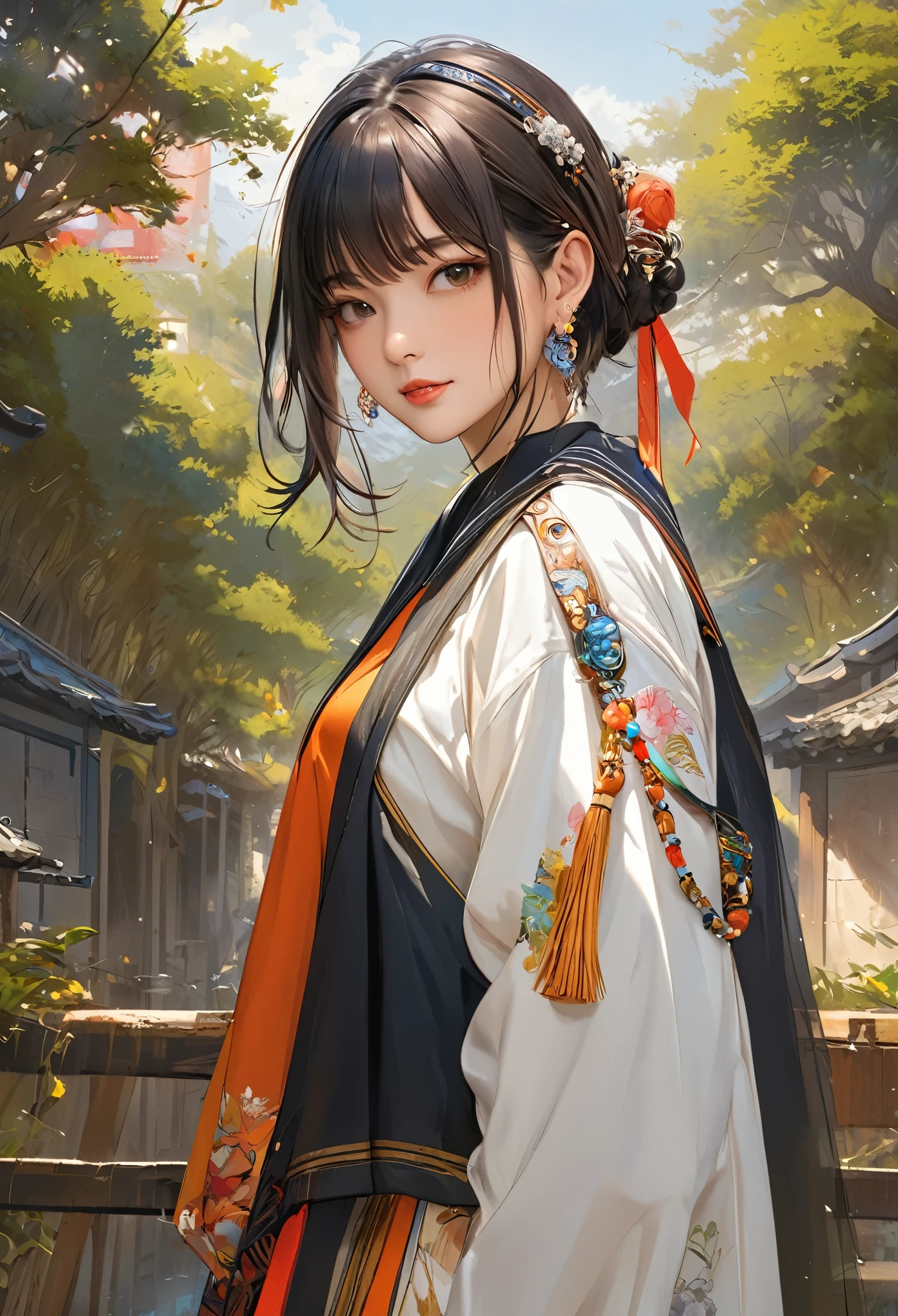 (masterpiece, Highest quality:1.2), one person's, alone,Bony body、15 years old、ferry, ((Long Hair)), ferryBase, ((Knee socks)), Exposing shoulders, ((jewelry)), ((No sleeve)), White Dress, Red Skirt, ((gloves)), Up to the thighs,