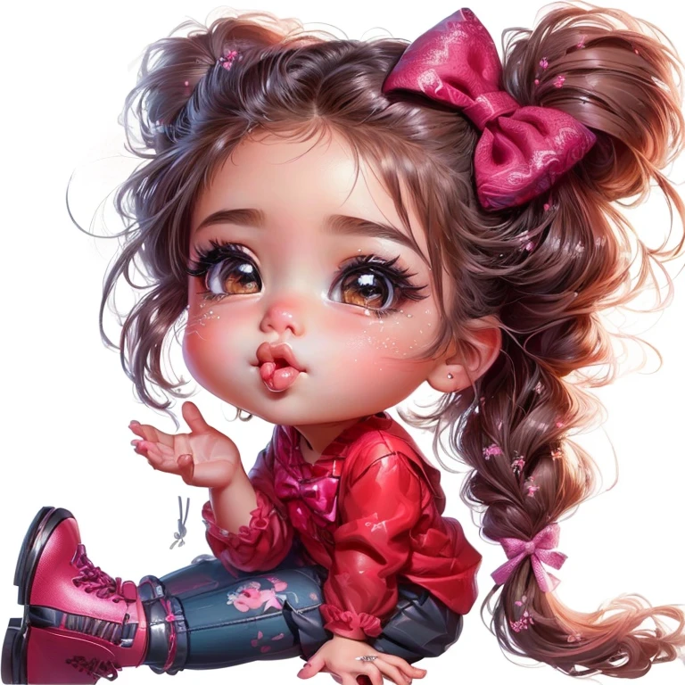 a with a big bow blowing a kiss on her lips, cute detailed digital art, cute digital art, realistic cute girl painting, adorable digital painting, cute detailed artwork, digital cartoon painting art, cute girl, cute artwork, cute pout, cute cartoon, cute art style, digital art cartoon, cartoon digital art, digital art picture, chibi girl, cartoon digital painting