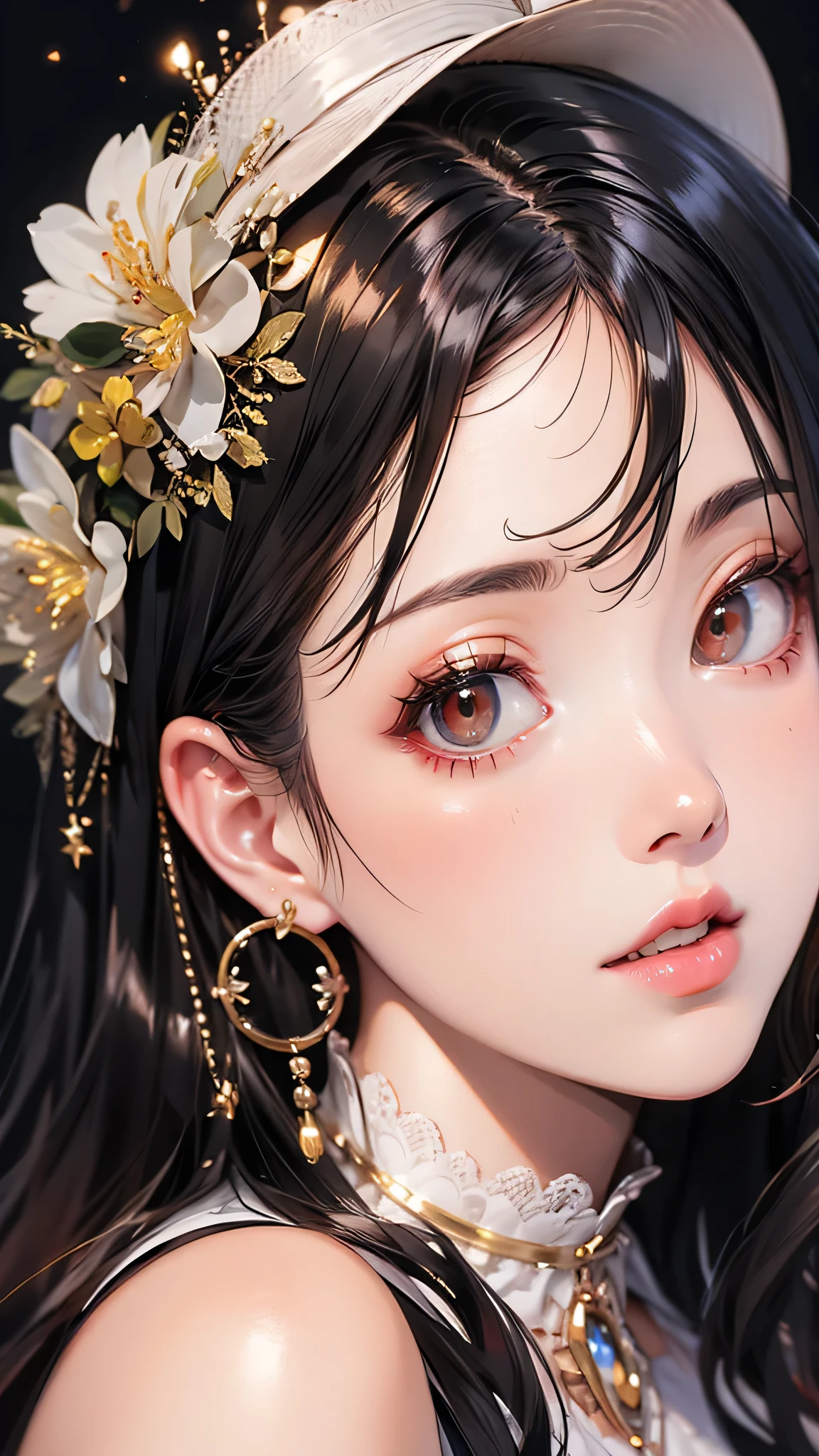 Beautiful woman paints her lips with lipstick. Beautiful woman face, The finer details, high quality, high quality. Vivid and True Colors