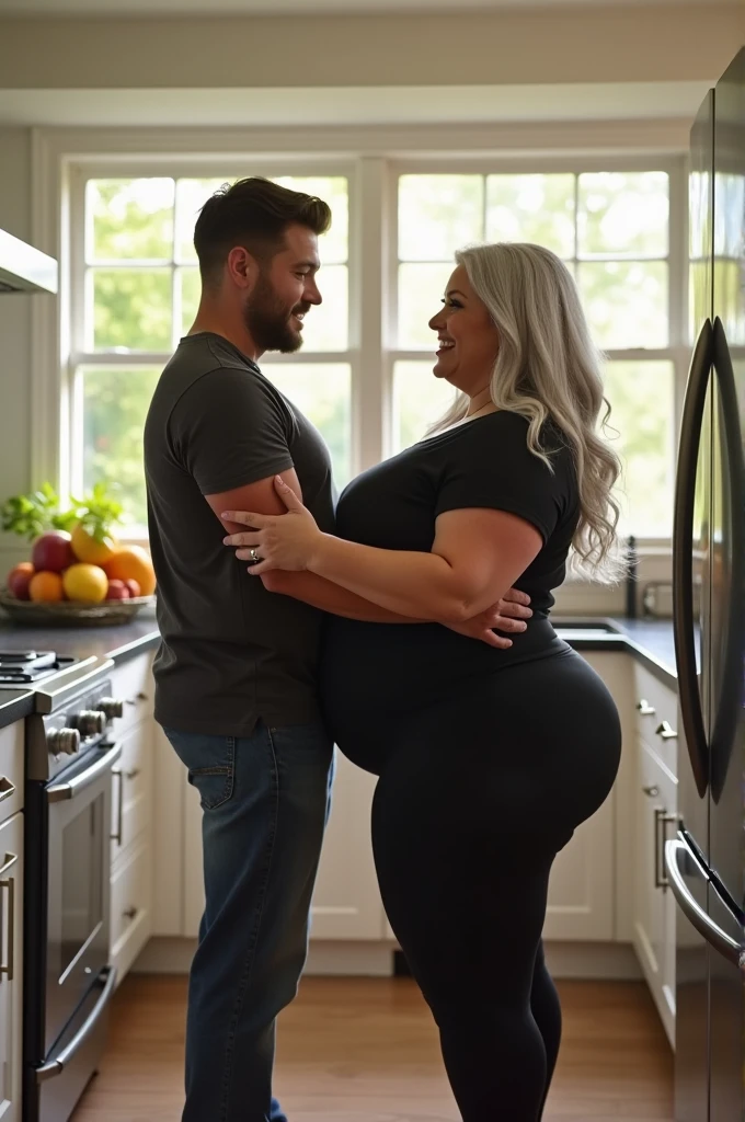 65 years ( big breast 1:4 )old bbw women showing body
to 30 years young handsome shirtless man in kitchen, seducing ,Full body