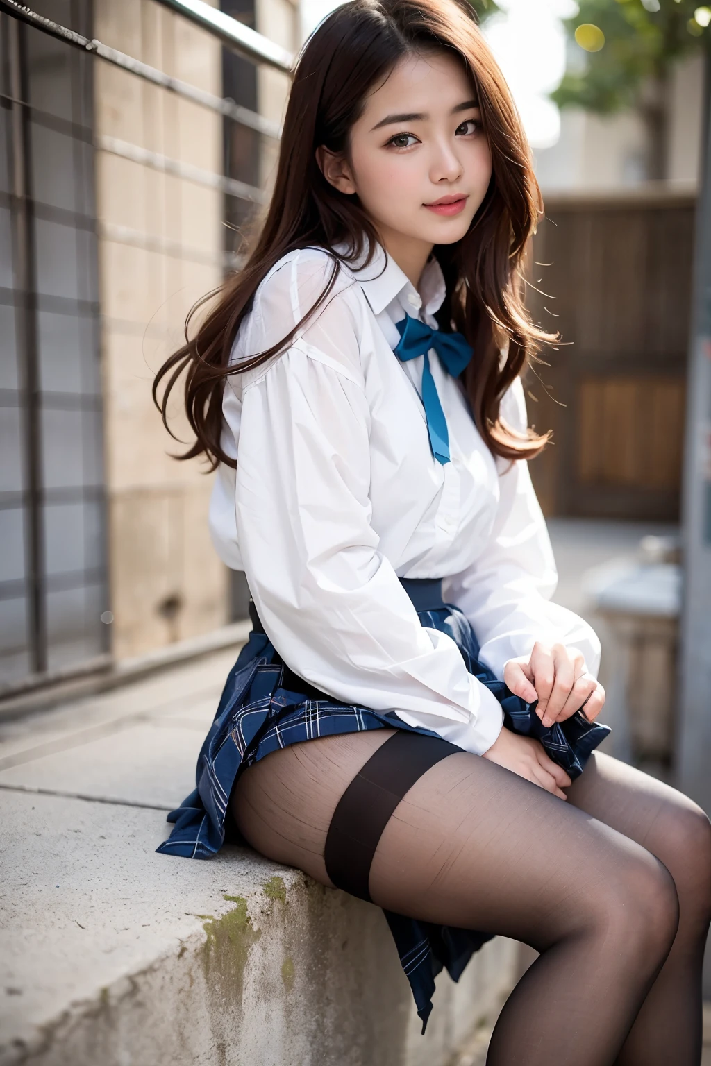 最high quality, masterpiece, High resolution, 最high quality、Ultra-detailed、masterpiece、Realisticな、photograph Real、Realistic Schoolgirl、Very detailed cute、A seductive smile、(Wearing ultra-realistic pantyhose)、Browsing Caution, schoolgirl japan teenage girl、((look up_Down,))、Wearing small panties、school uniform、(Skirt Lift:1.4)、(Bottomless)、blush、Lips parted、Looking at the audience、半身photograph、(A large number of people)、(Crowded alleys)、Hair above one eye、 Beautiful Supermodel、On the body, Tyndall effect, Realistic, Shadow Studio, Rim Light, Dual Tone Lighting, (High Definition Skins: 1.2), 8k ウルトラHD, Digital SLR, Soft Light, high quality, Volumetric Light, Sneak Shot, photograph, High resolution, 4K, 8k, Background Blur,　colorful, Vibrant colors,　Glowing Skin、Exposed thighs!!!、