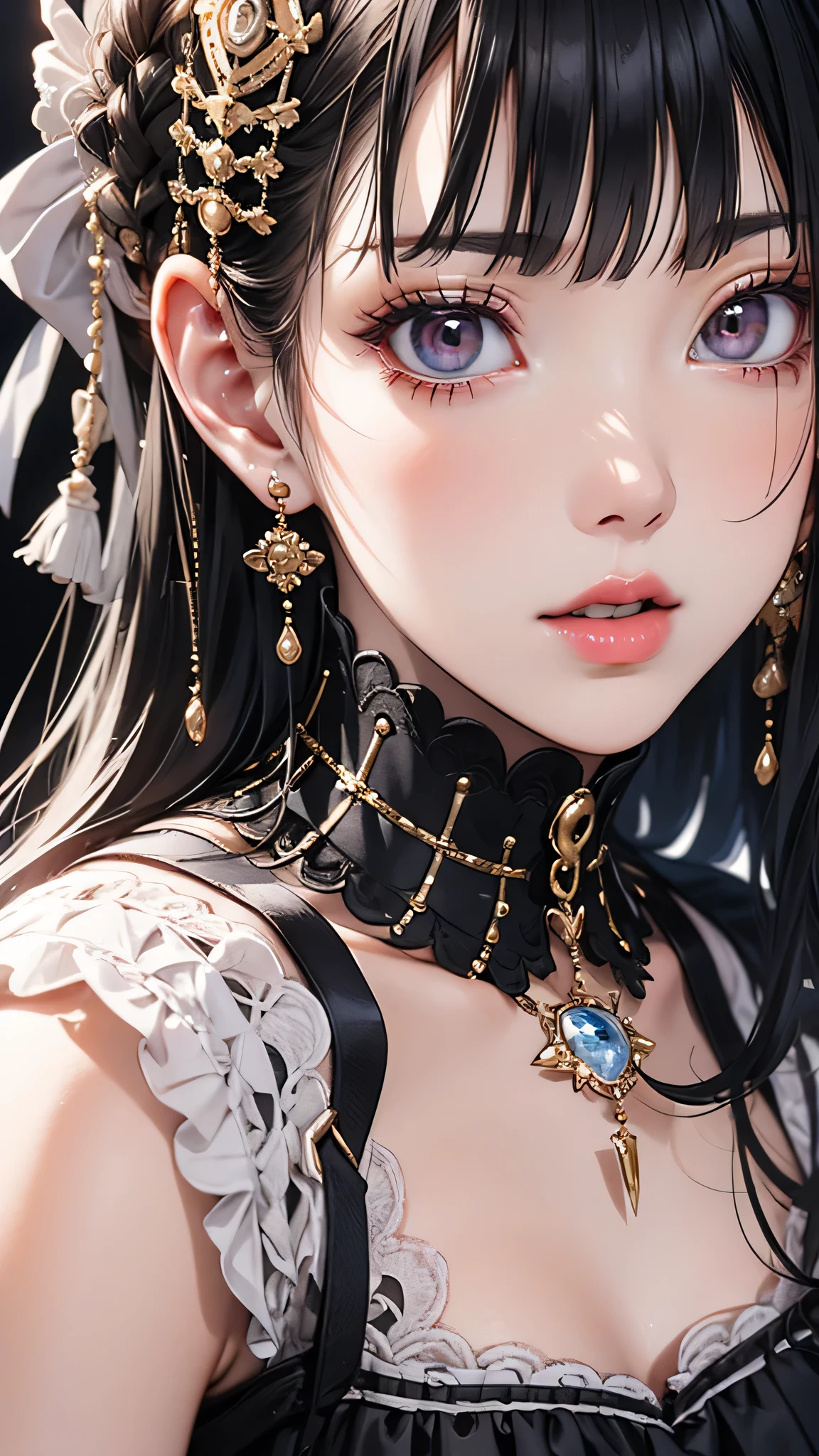 Beautiful woman paints her lips with lipstick. Beautiful woman face, The finer details, high quality, high quality. Vivid and True Colors