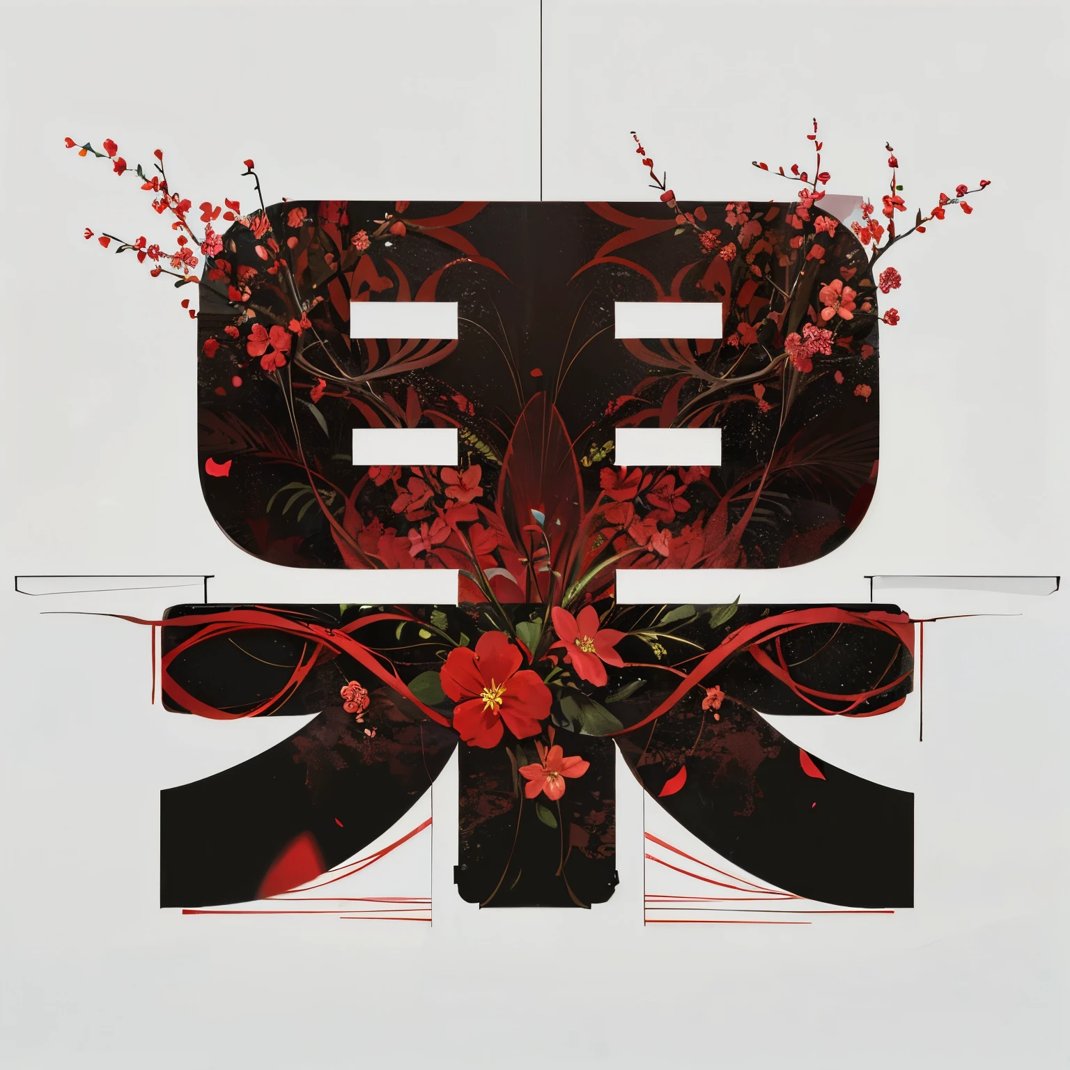 flower, White background, Red Motive, flower, Simple的, Simple, Regular angle,
