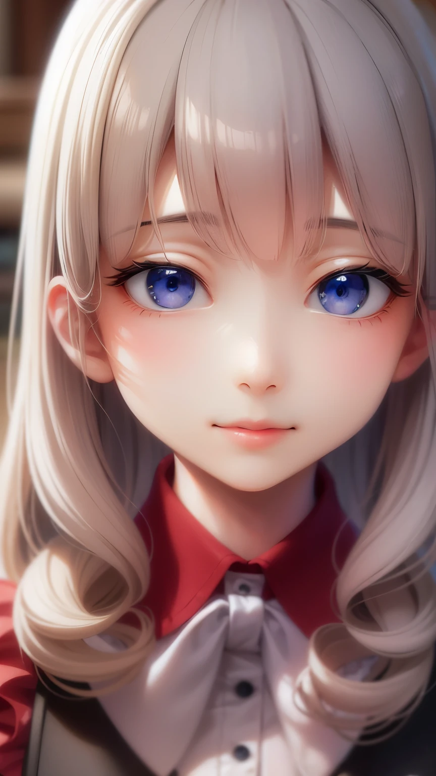 ((Detailed face, Cute Face)), (彼女は白い刺繍の入った長いスカートをyesている, Red blouse with lace, A white apron is tied around her waist, Blue socks, Brown leather shoes, She has a blue scarf wrapped around her head. yes, Her accessories include necklaces., Earrings, bracelet. 1 person)), Ultra-high resolution, (Realistic: 1.4), RAW Photos, Highest quality, (PhotoRealistic Stick), concentrated, Soft Light, ((15 years old)), ((Shiny platinum blonde silky super long straight hair, beautiful shiny bangs, Big clear sky blue eyes, Very beautiful bright eye highlights )), (( (Young Face))), (surface), (Depth of written boundary), masterpiece, (Realistic), woman, bangs, ((1 person))