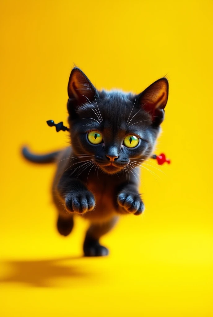 Ninja cat Background is yellow