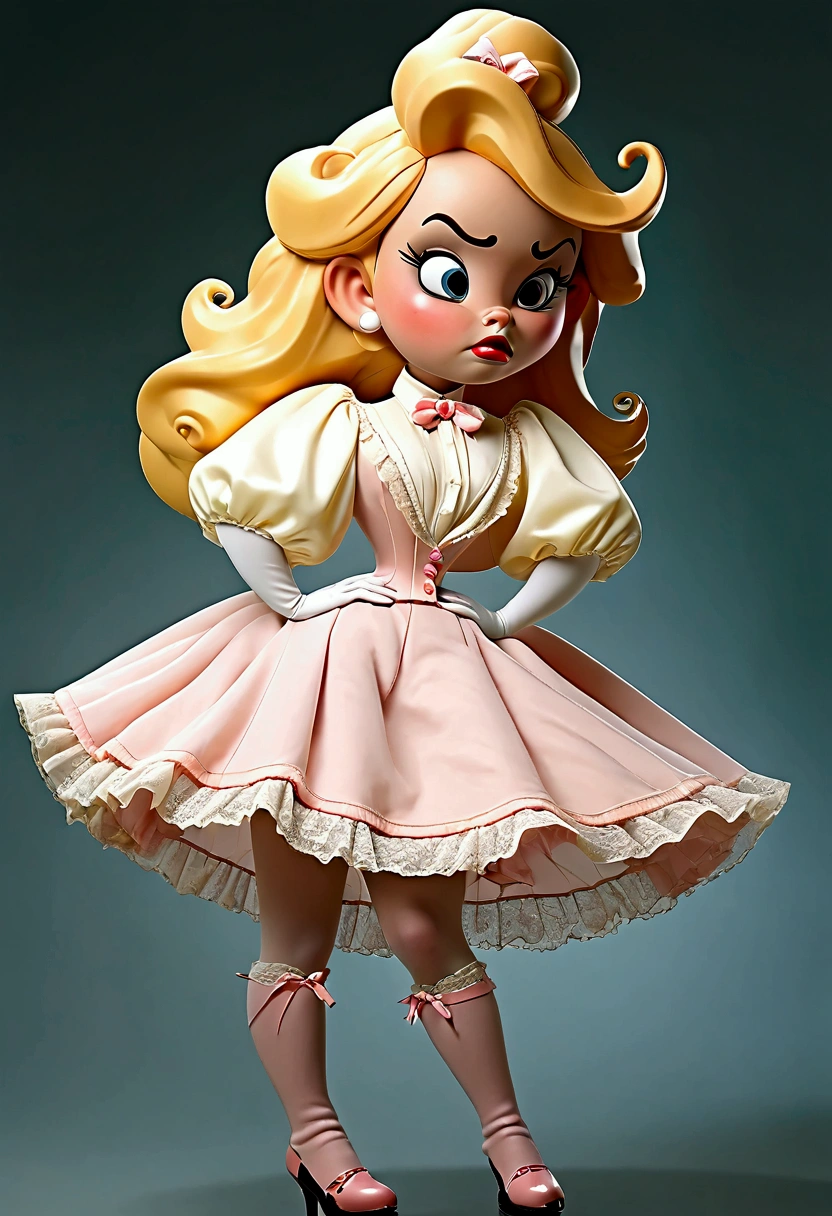 Lola Loud as an attractive **** blonde Southern belle. Upper-class airhead. Seducing a horny 69yo gentleman, lifting her skirts. Year 1901. Pink high-collar long sleeve 1900_dr3ss. ((Wide-brimmed hat)). 6-inch wasp waist. Bubble butt sticking out. High-waisted ruffled ((bloomers. Petticoats. Thigh-high silk stockings. Boots)). Gorgeous face, porcelain skin. Full body, realistic, detailed