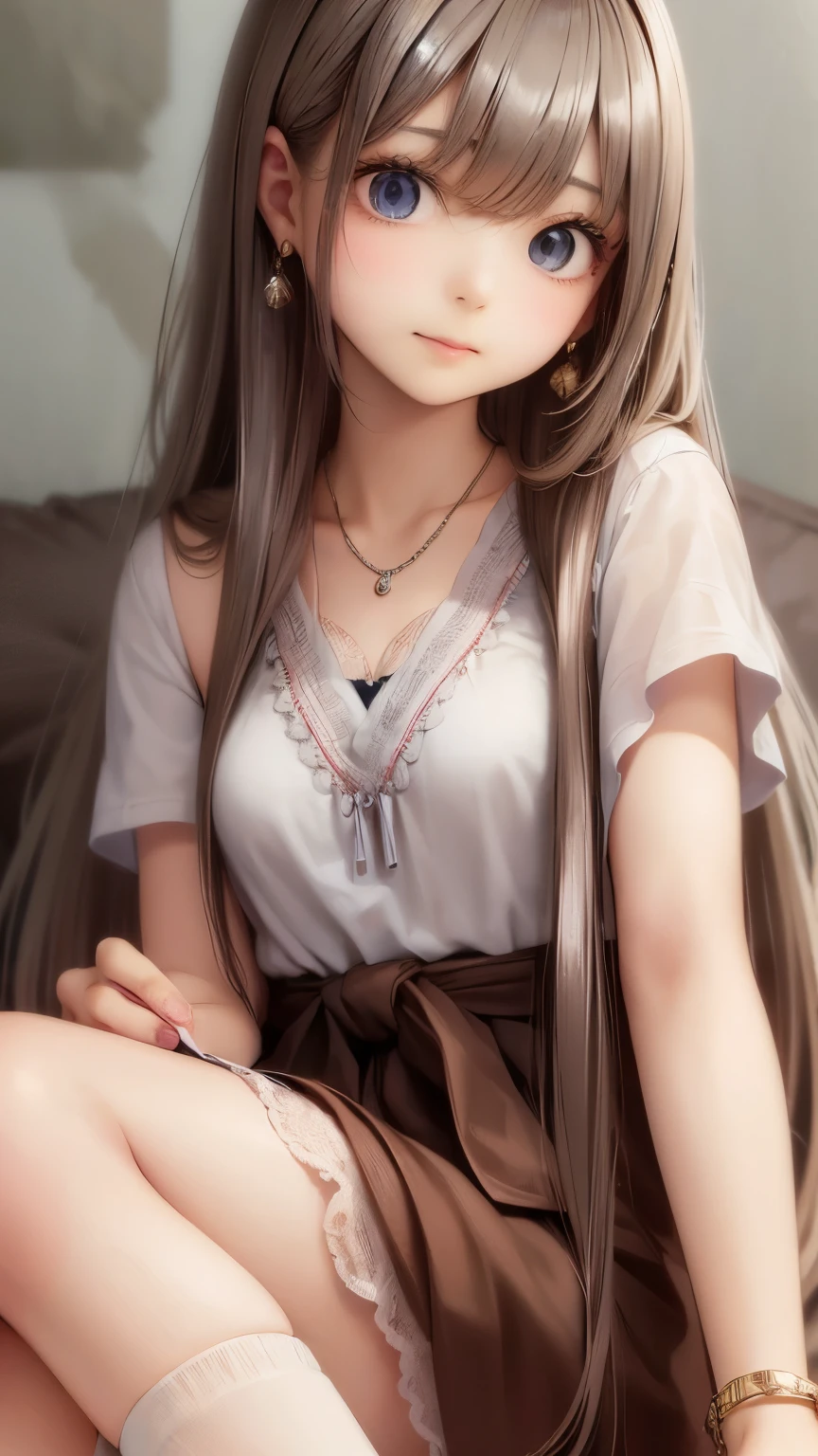 ((Detailed face, Cute Face)), (彼女は白い刺繍の入った長いスカートをyesている, Red blouse with lace, A white apron is tied around her waist, Blue socks, Brown leather shoes, She has a blue scarf wrapped around her head. yes, Her accessories include necklaces., Earrings, bracelet. 1 person)), Ultra-high resolution, (Realistic: 1.4), RAW Photos, Highest quality, (PhotoRealistic Stick), concentrated, Soft Light, (()), ((Shiny platinum blonde silky super long straight hair, beautiful shiny bangs, Big clear sky blue eyes, Very beautiful bright eye highlights )), (( (Young Face))), (surface), (Depth of written boundary), masterpiece, (Realistic), woman, bangs, ((1 person))