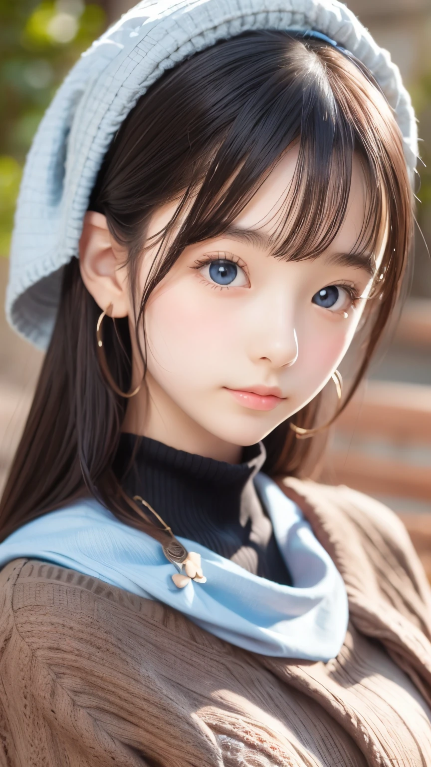 ((Detailed face, Cute Face)), (彼女は白い刺繍の入った長いスカートをyesている, Red blouse with lace, A white apron is tied around her waist, Blue socks, Brown leather shoes, She has a blue scarf wrapped around her head. yes, Her accessories include necklaces., Earrings, bracelet. 1 person)), Ultra-high resolution, (Realistic: 1.4), RAW Photos, Highest quality, (PhotoRealistic Stick), concentrated, Soft Light, ((15 years old)), ((Shiny platinum blonde silky super long straight hair, beautiful shiny bangs, Big clear sky blue eyes, Very beautiful bright eye highlights )), (( (Young Face))), (surface), (Depth of written boundary), masterpiece, (Realistic), woman, bangs, ((1 person))