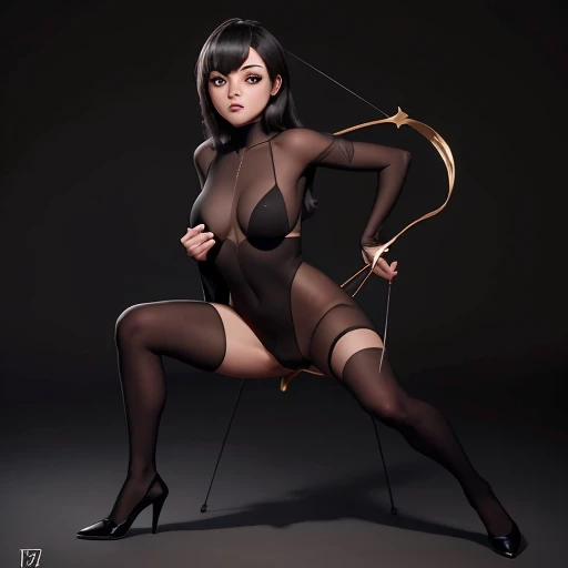 Nena pechugona sexy, full body portrait ,bodysuit slingshot diminuto negro, escote, ajustado al cuerpo de high resolution 12k gotich makeup , detallado perfecto