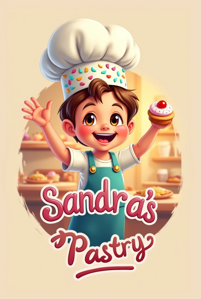Draw a young BOY logo SANDRA&#39;S PASTRY