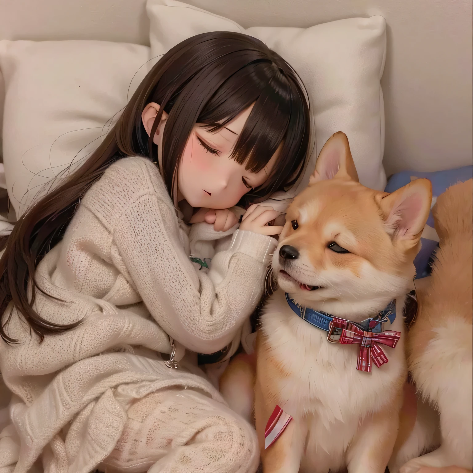 shiba inu girls、Sleeping in bed