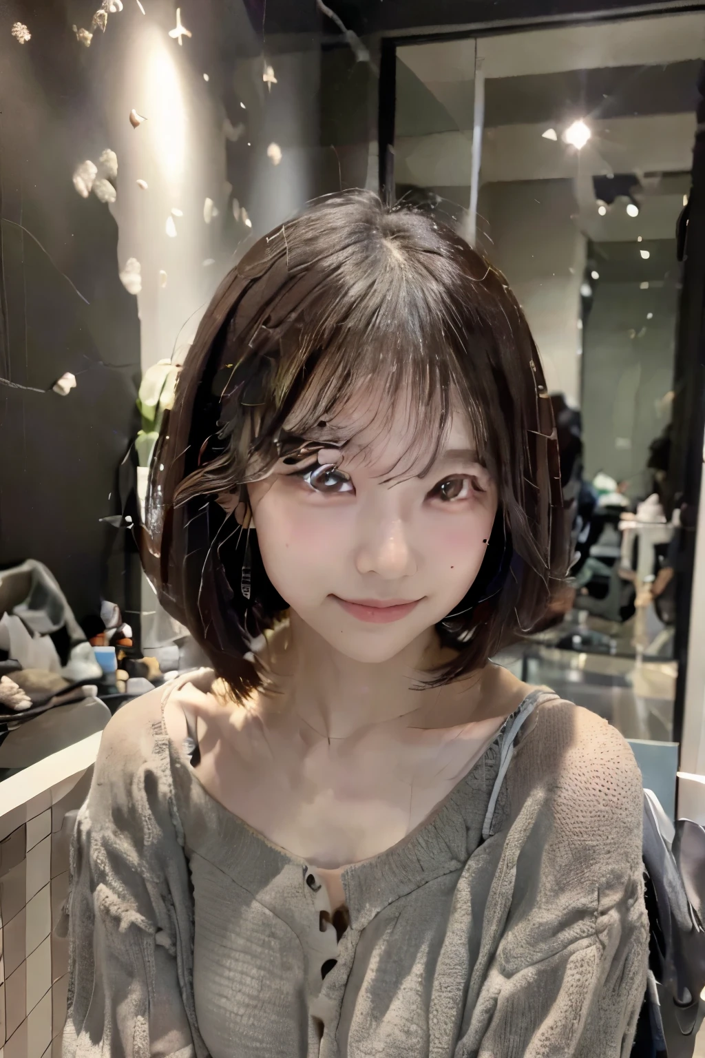 girl,bob cut,black hair,mini skirt,forehead