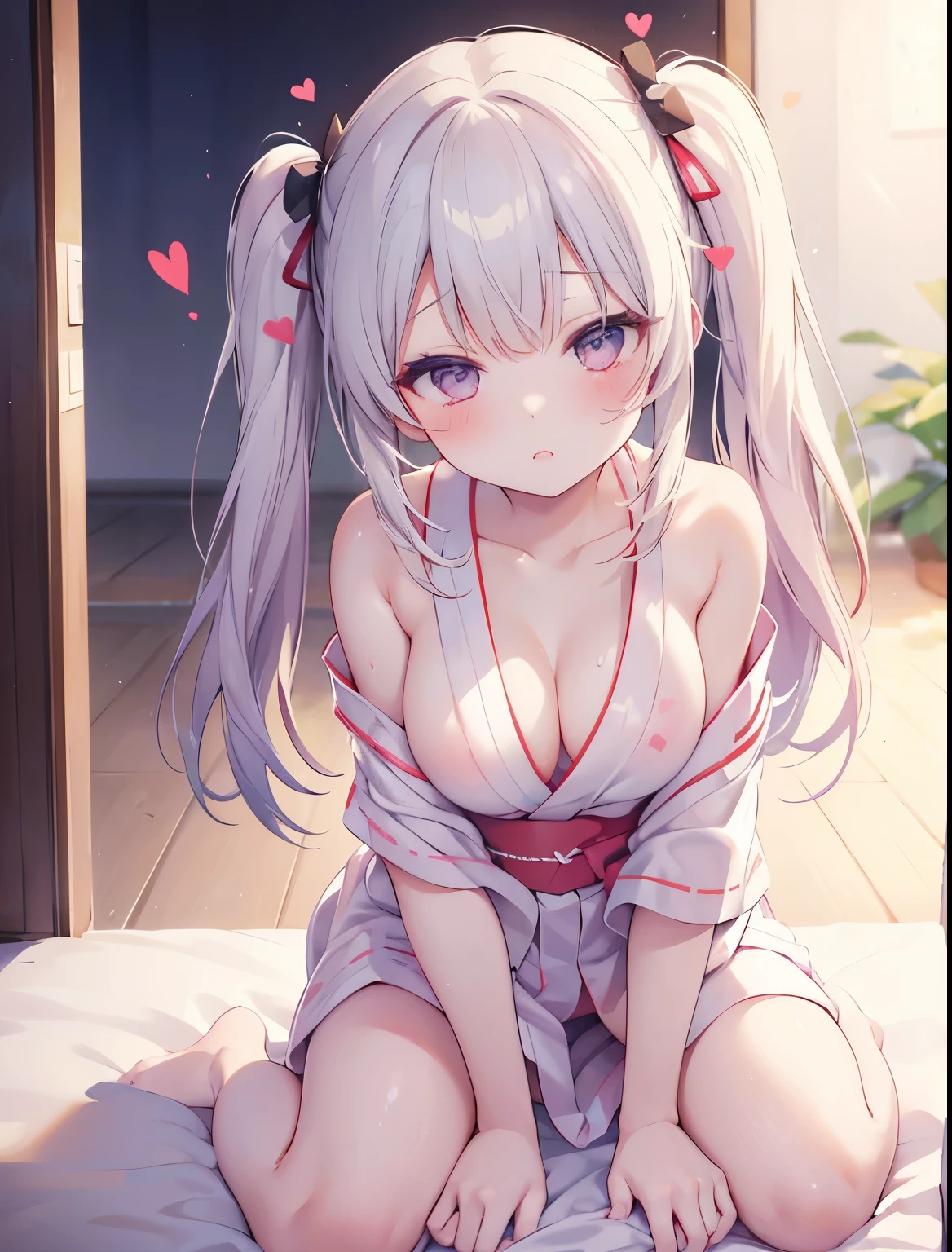 high school girl Creampie Twin tails yukata sex Being raped Climax semen naked Feels good heart Embarrassing blush Leaning forward Brat