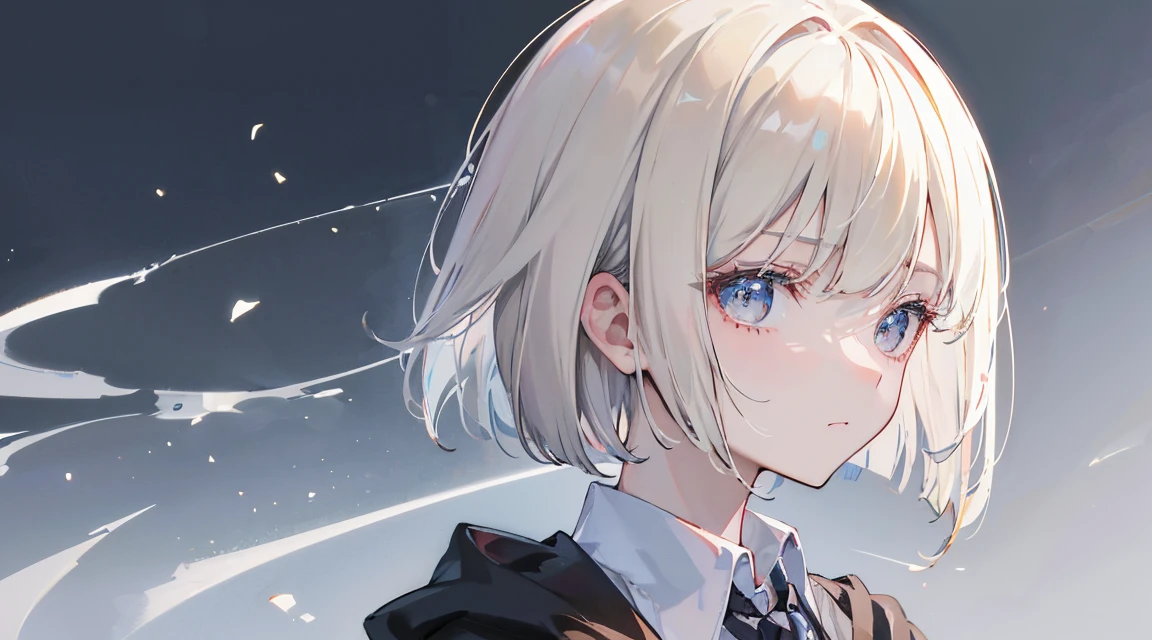 (Bob Cut Hair, Platinum Blonde Hair, profile:1.2),(Wear a cardigan over a collared shirt:1.2),1 person,Japanese,21 years old,(Small breasts:1.3),(Highest quality,masterpiece:1.3,超A high resolution,),(Ultra-detailed,Caustics),(Photorealistic:1.4,RAW shooting,)Ultra-Realistic Capture,Very detailed,High resolution 16K human skin close-up。 Natural skin texture、,Pores、、It needs to be detailed enough to be easily identifiable。 Skin should be even-toned and healthy looking。 Use natural light and colour, Sad expression, Looking at the camera, Perfect dynamic composition, Outdoor