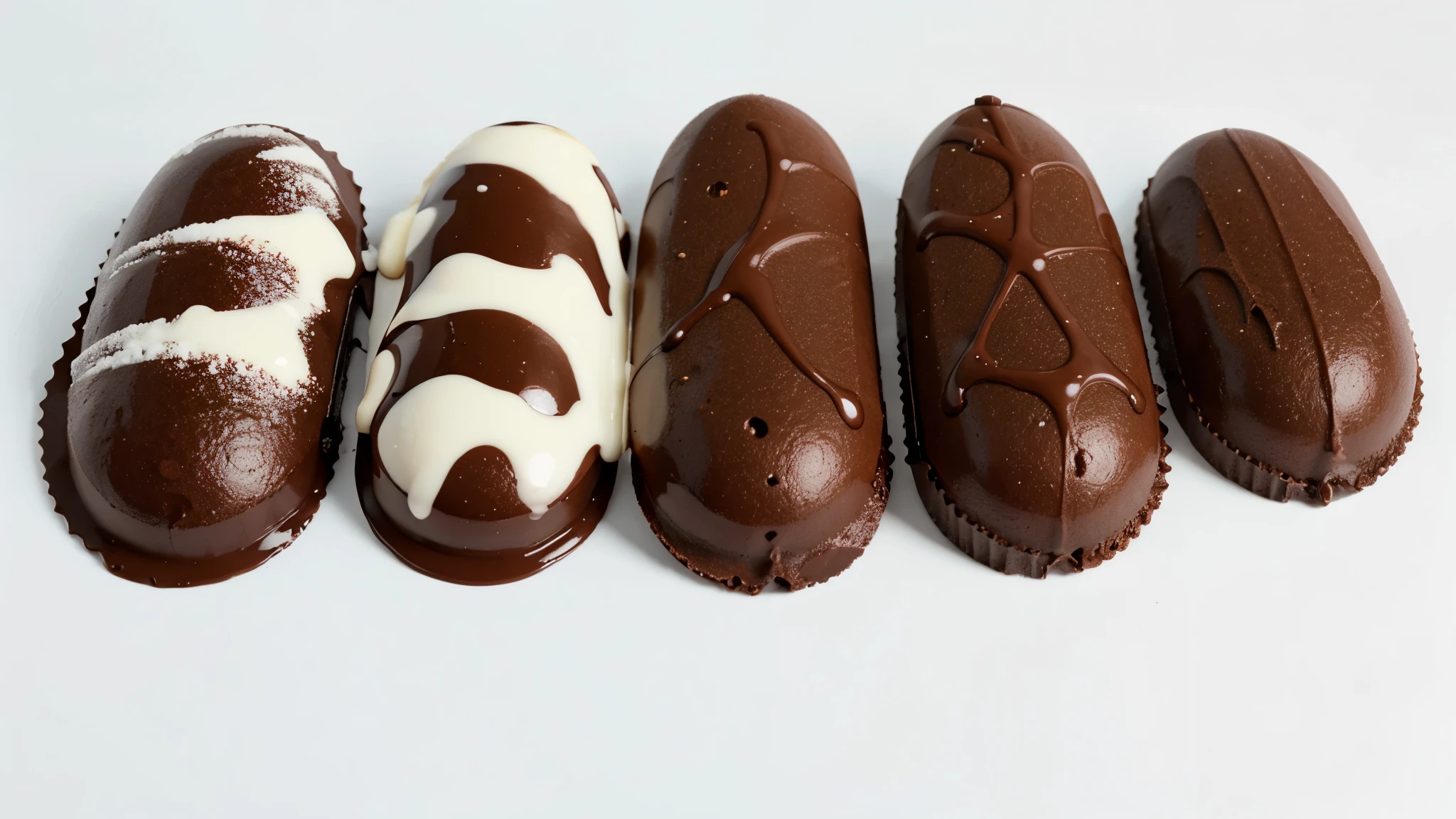 three pieces of chocolate isolated on the white background