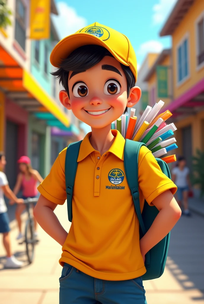 Create a 2D image of a delivery person from a company called (MARANHÃO PLACAS)