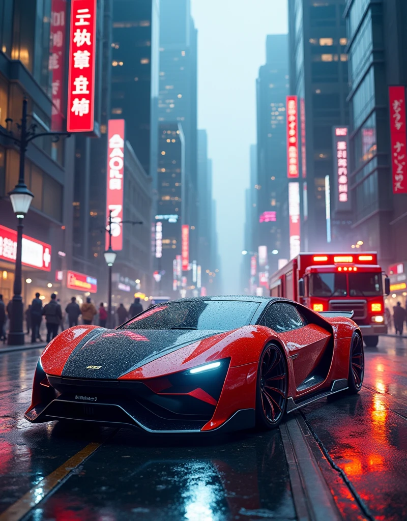 a high-tech futuristic city, highly detailed emergency vehicles, ambulance, police car, fire truck, ultra-realistic, 8k, photorealistic, cinematic lighting, dramatic composition, vibrant colors, advanced technology, sleek and modern design, emergency response, public safety, (best quality,4k,8k,highres,masterpiece:1.2),ultra-detailed,(realistic,photorealistic,photo-realistic:1.37)