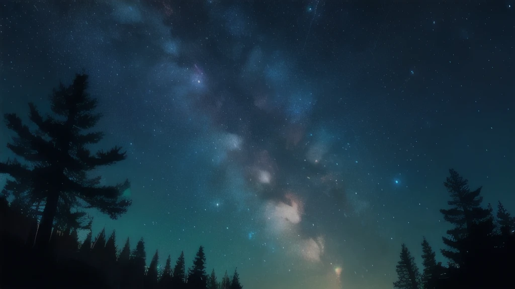 the forest, night, stars, There is no moon.