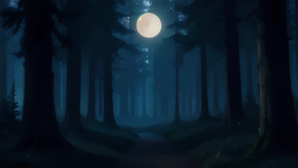 the forest, night, There is no moon.
