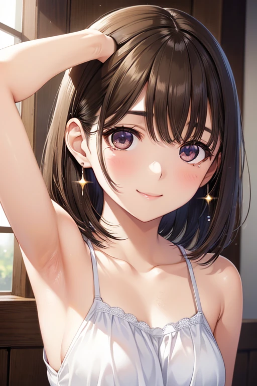 anegasaki nene、Shiny brown hair, short hair, (Beautiful brown eyes、Sparkling eyes, Fine grain)、smile、Ultra-detailed eyes、Highly detailed face, Highly detailed eyes,



Women's armpits