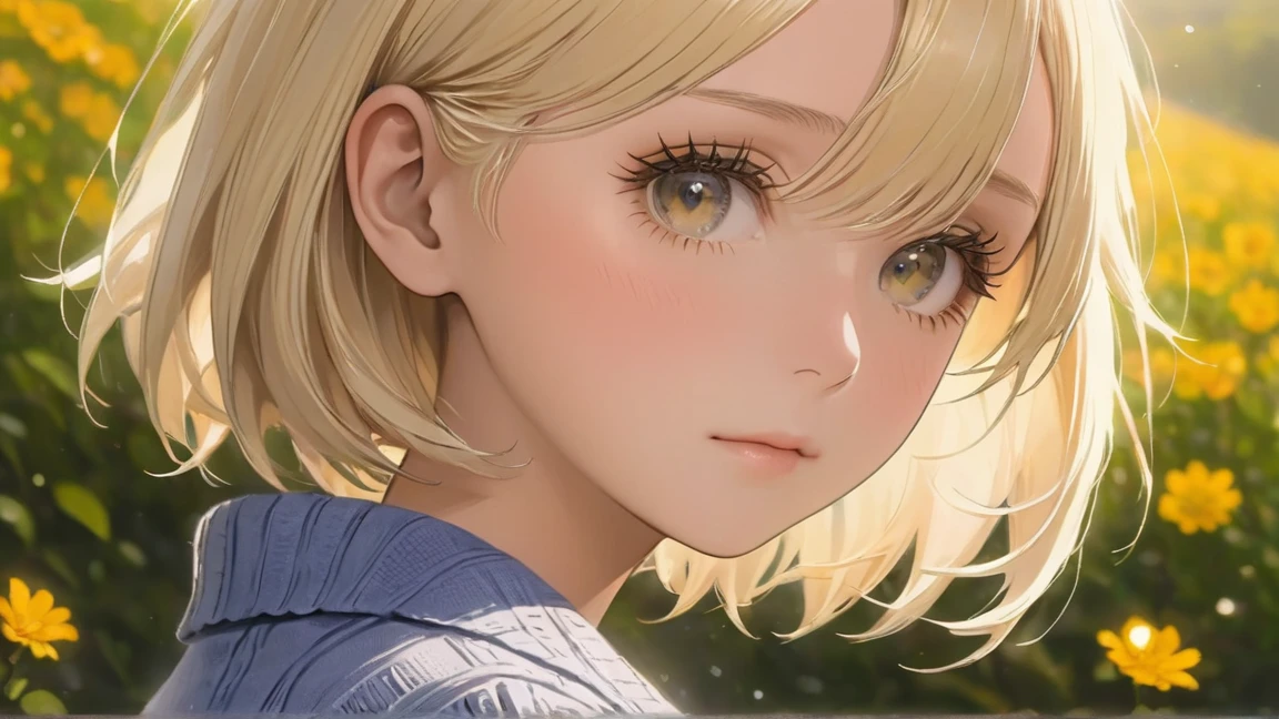 (Bob Cut Hair, Platinum Blonde Hair, profile:1.2),(Wear a cardigan over a collared shirt:1.2),1 person,Japanese,21 years old,(Small breasts:1.3),(Highest quality,masterpiece:1.3,超A high resolution,),(Ultra-detailed,Caustics),(Photorealistic:1.4,RAW shooting,)Ultra-Realistic Capture,Very detailed,High resolution 16K human skin close-up。 Natural skin texture、,Pores、、It needs to be detailed enough to be easily identifiable。 Skin should be even-toned and healthy looking。 Use natural light and colour, Sad expression, Looking at the camera, Perfect dynamic composition, Outdoor
