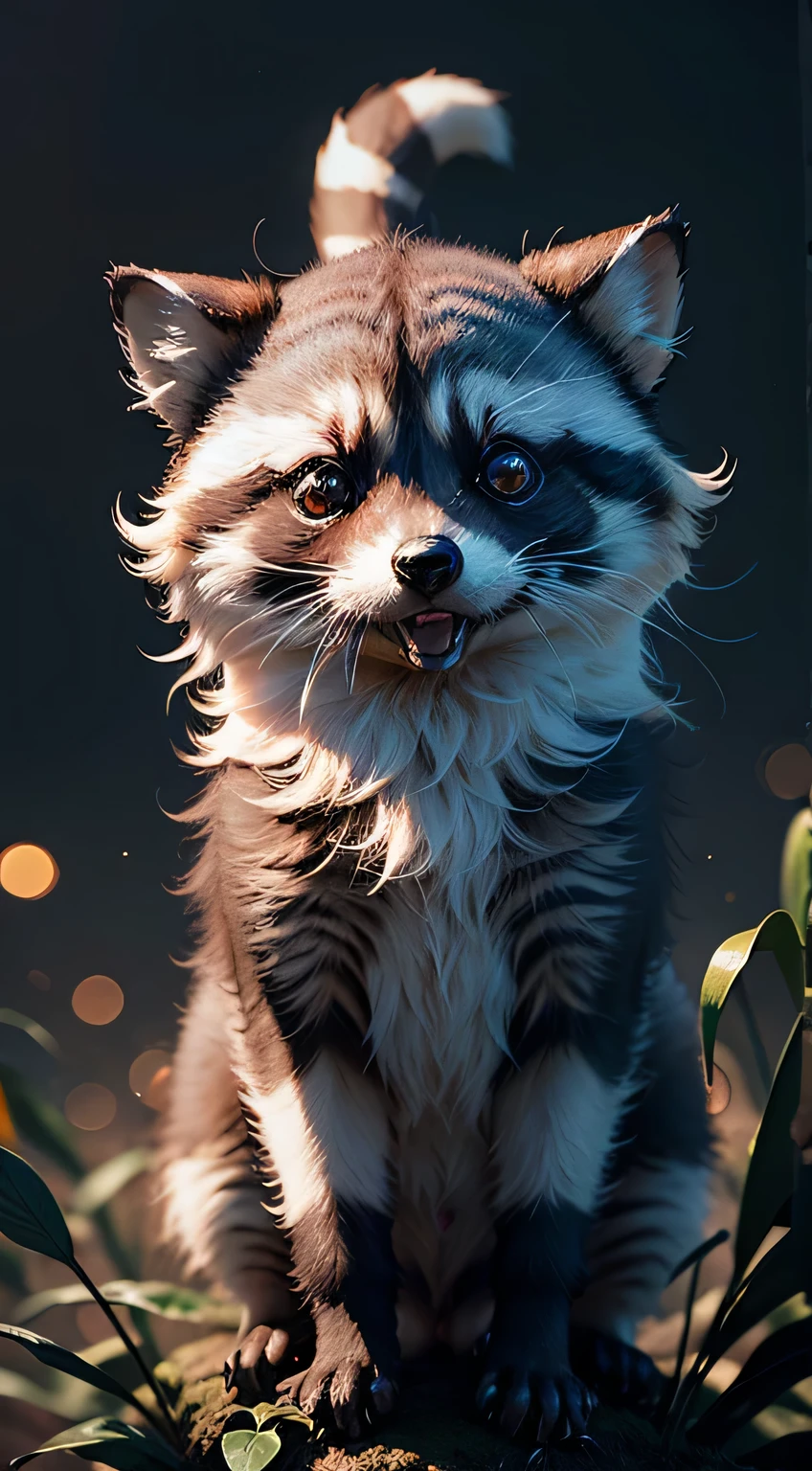 Dreamshaper:3.2, photography, American Society of Plant Biologists, Paul Barason's Style, A plant that looks like a fluffy raccoon, Light background, Rim Light, Bokeh , FOG, Macro, No humans are added