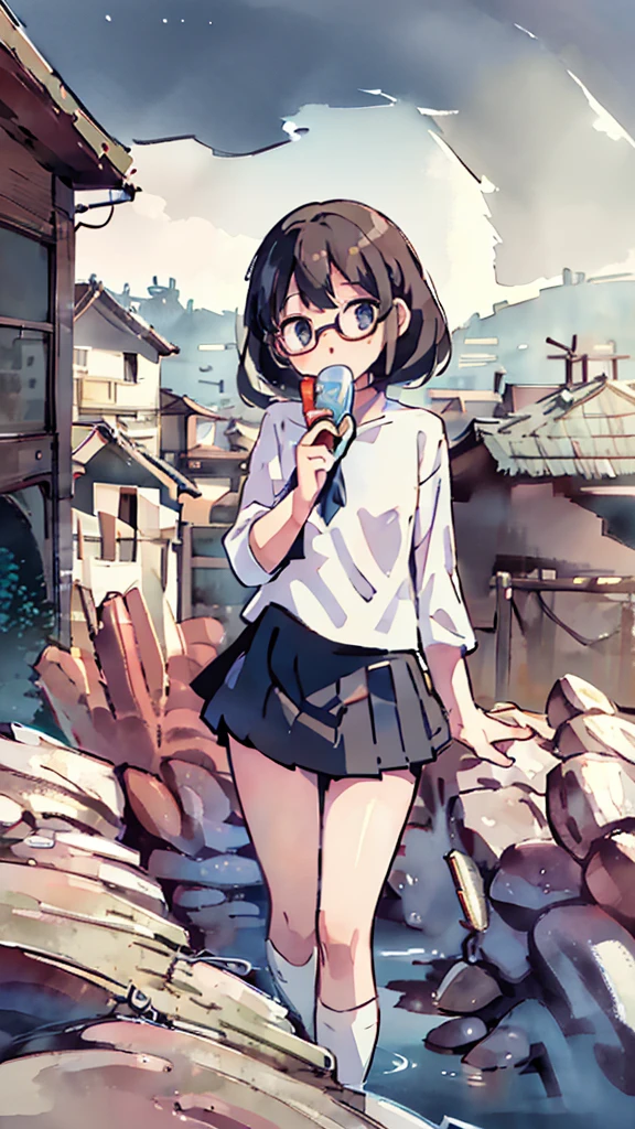 Seaside、Sanctuary、Dazzling Light、Many towers in the distance、Big Moon、metropolis、Tall buildings、Looking up at the stars、water、Midnight、Moon、Blue light、sky、sea、Nsfw、masterpiece, high quality, 4K, HDR,, Stable Diffusion prompt: schoolgirl with short、brown hair and red-framed glasses, wearing a white blouse and navy skirt, white panties visible, navy socks and brown loafers, in a state of arousal and trembling with sexual climax,simple illustration style, In a nichijou (everyday life) Setting Image generation AI model used: Stable Diffusion (eleet- model)
id: i2