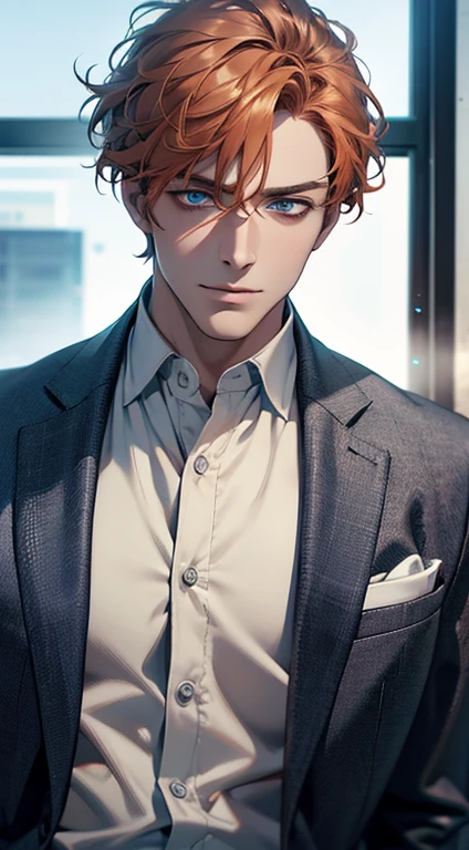 (best quality,4k,8k,highres,masterpiece:1.2),ultra-detailed,(realistic,photorealistic,photo-realistic:1.37),1 man,31 years old,mature man,very handsome,without expression,smile,short grey b
Orange hair,blue eyes,penetrating gaze,perfect face without errors,imposing posture,businessman,office background,cinematic lighting,hdr image