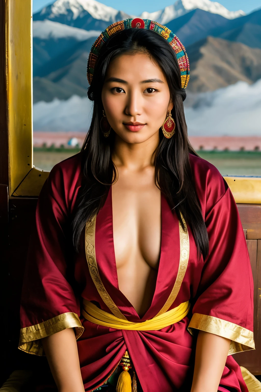 (((realist))), (((Best Quality))), (((Masterpiece))), mujer del tibet, 30 years old dressed in typical tibet clothes, super hot, half plane, provocativa, MASTURBACIÓN MASCULINA, sexualizada