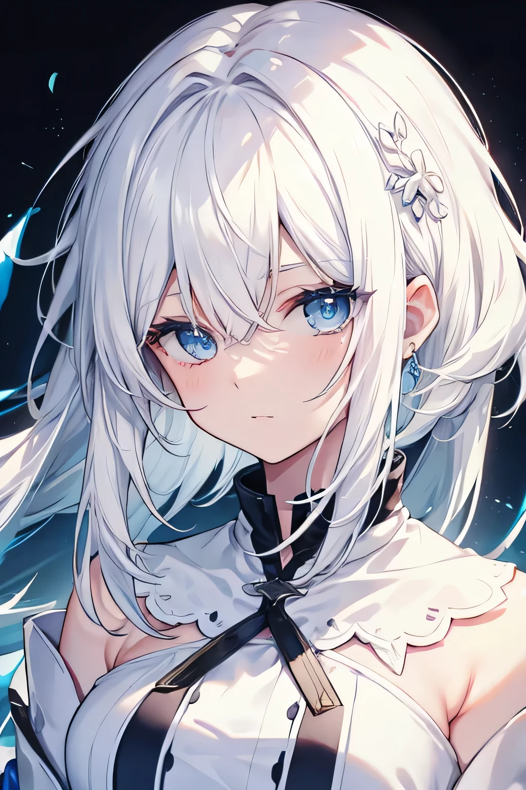  White hair, blue eyes 