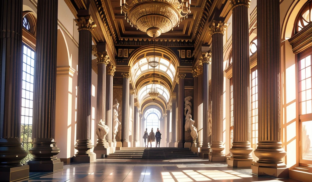 The interior of an ornate ancient Greek palace,Palace Lobby