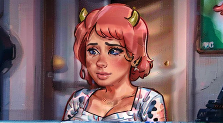 (best qualityer:1.3), (4K quality), 1 MATURE WOMAN, My hero, Boku no hero, ((face detailed)), (blush), citys, (long cow dress)