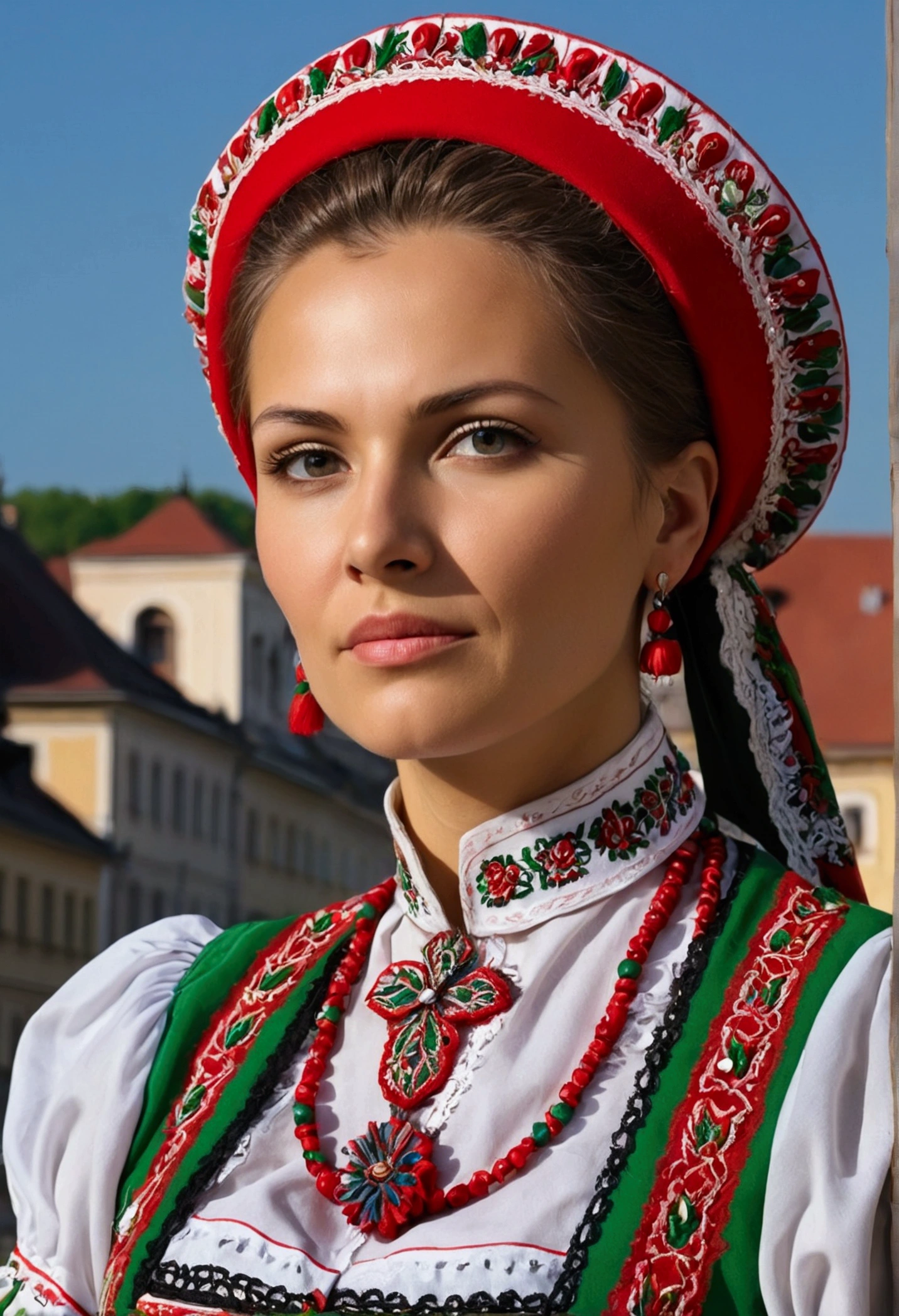 a woman in traditional hungarian outfit
