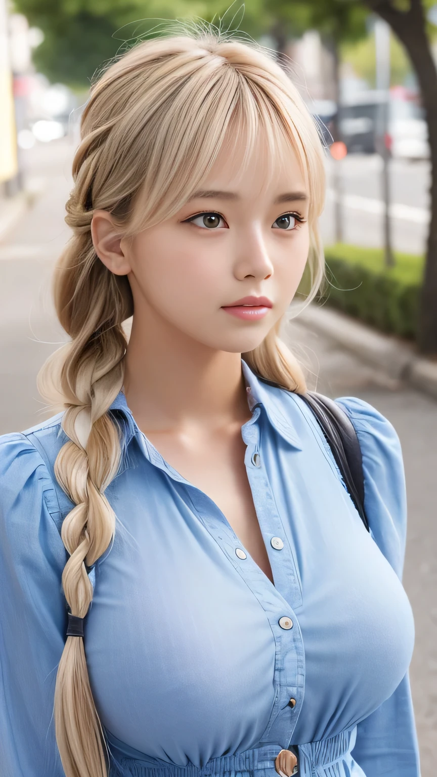 Mini dress、Silver Hair、Sexy big boobs，15 year old beautiful girl looks sexy and cute＆Cute beautiful sexy face、A strong wind blows my hair in front of my face、Double teeth、Reduces the appearance of nasolabial folds、Fluttering exy Big 、Sexy cute looks and cute 15 year old beautiful girl, beautiful and sexy face、A strong wind blows my hair in front of my face、beautiful long blonde French braided hair、beautiful, Cute and sexy eyes hidden behind long bangs、Glaring、Eyes welling up with tears、