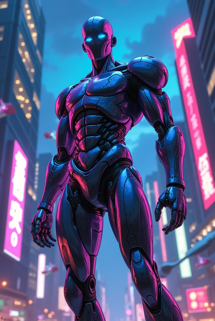 Cyberpunk male anime robot
