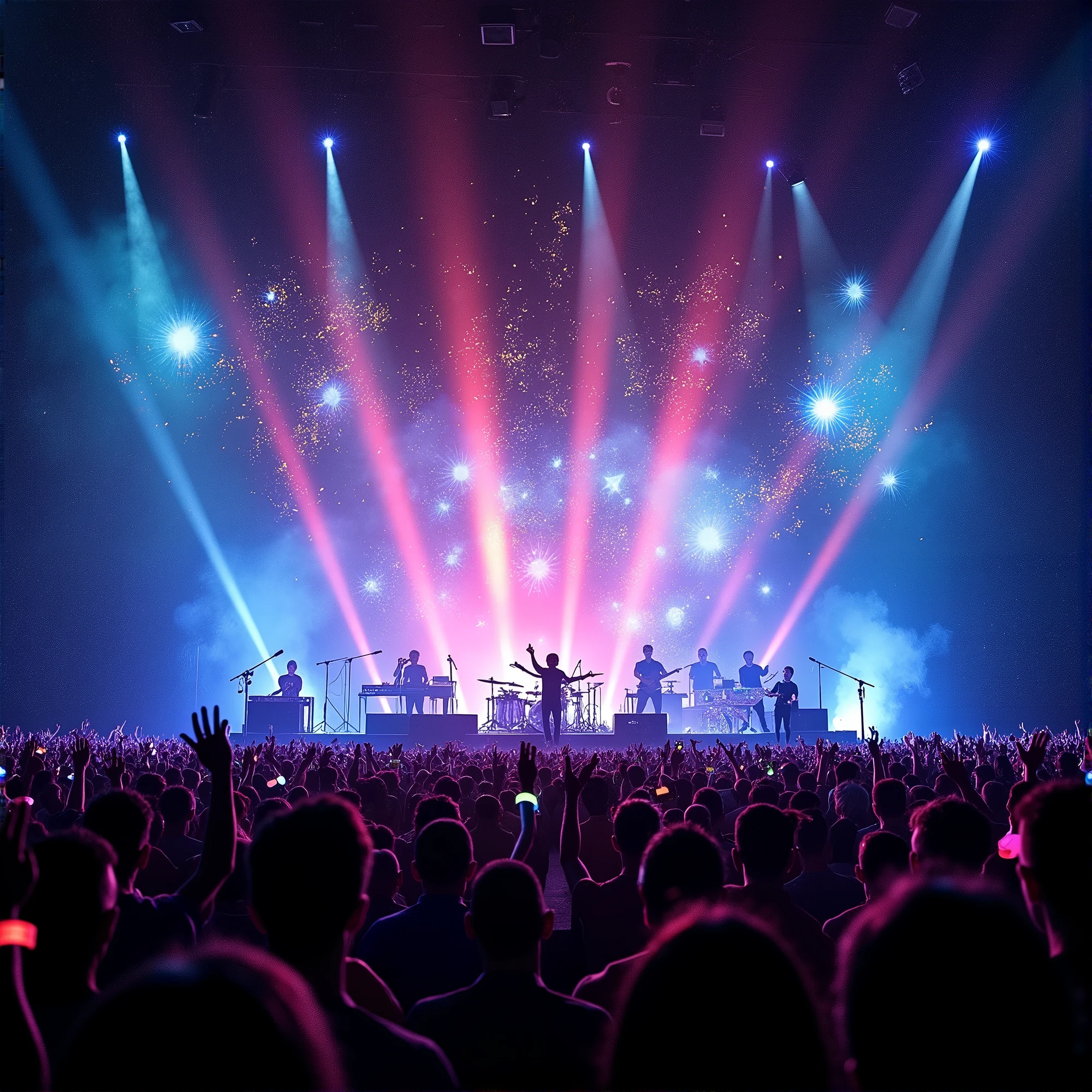 create a background that look like in coldplay concert with stage
