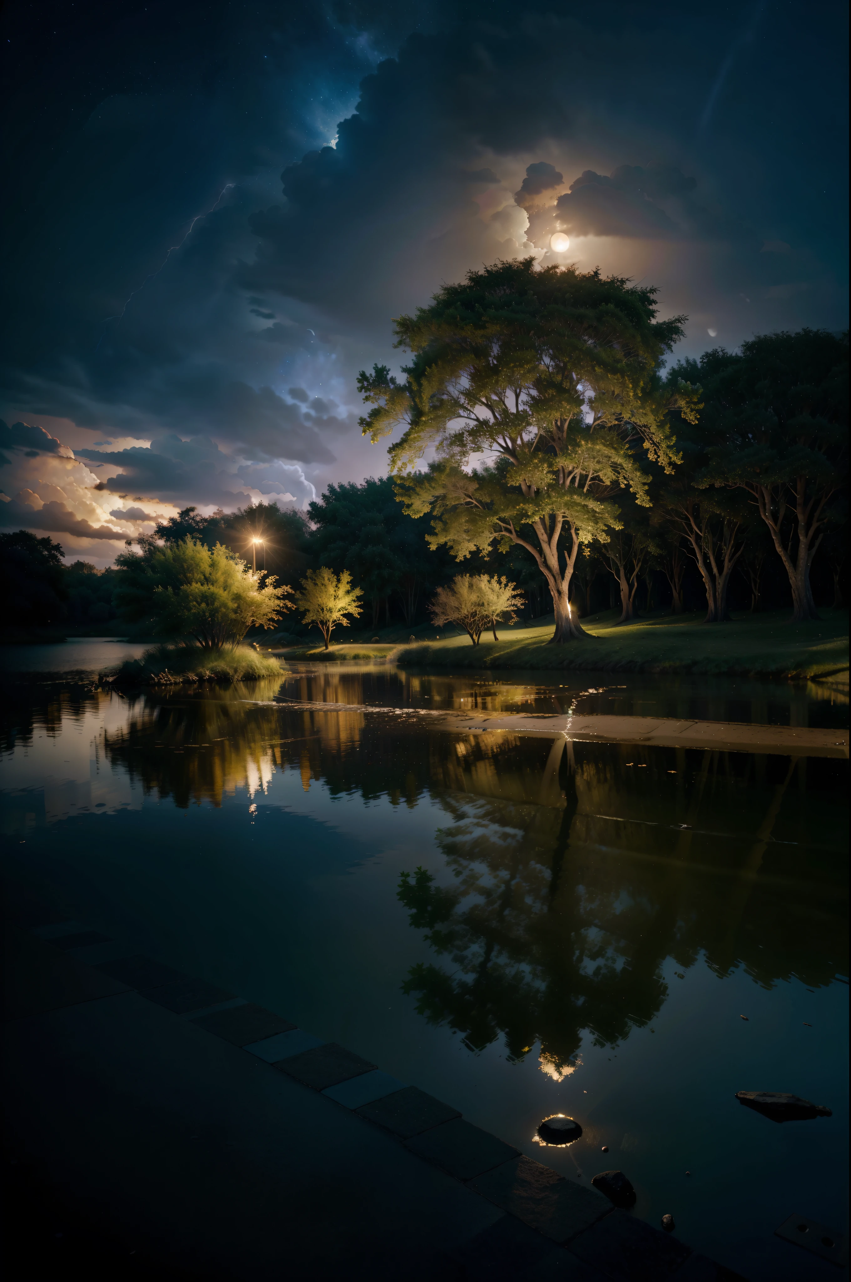 Surrealism, surrealistic, futurist, Surrealism Realm, Sky Surrealism, Celestial Tree, big tree, paisaje, panorama, Sky Heaven, naturey, Moon, fullmoon, moonlight night, palmtrees, Cedars, forst, Rivers of water, Thunder Light, Detailed Realistic FullHD Fotorrealism, Majestic, comely, fire, villany, Thunders, Sky Thunders, Stars, photorrealistic 6K, UltraHD Detailed, detailed colors 8K, Elegant beauty, floor, stele, lightning strikes, heavens, Divine Sky, tempest, Towards the heavens, heavenly, Godlike, photorrealistic, Rendering, 4K, 8k, detailed textures, detailed shadows, padoru, detailed colors, Gods Sky, UltraHD 16K Details, 16K photorealistic textures, detailed sharpness 16K, detailed sharpness, detailed colors, realistic shadows, Ultra realistic textures, High Power, Natural Beauty, natural colors, realistic contrast, Texturas photorrealistics, detailed colors, lifelike colors, detailed shadows, Textuta photorrealistic FullHD, Sombras photorrealistics 8K, HD photorrealistic, Ultra Realistic 8K Details, Cor photorrealistic 4K, Detailed FullHD Lights, Texturas Detalhadas photorrealistics 8K, Nitidez photorrealistic, villany, detailed 4k, ultra detaild, realistic 8k contrast, detailed sharpness, cores Ultra HD, chic,