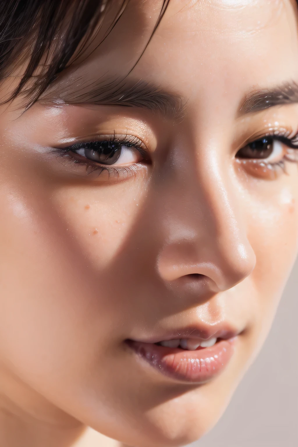 Beautiful Japanese actresses,(photo Realistic:1.4), (hyper Realistic:1.4), (Realistic:1.3),Very detailed, Realistic and detailed eyelashes,Edge Orgasm,顔 Focus, ((real skin))(Sharp focus on eyelashes, nose and lips)