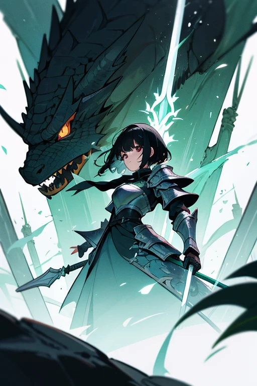 Short black hair Dragon Sword Armor Forest Aura