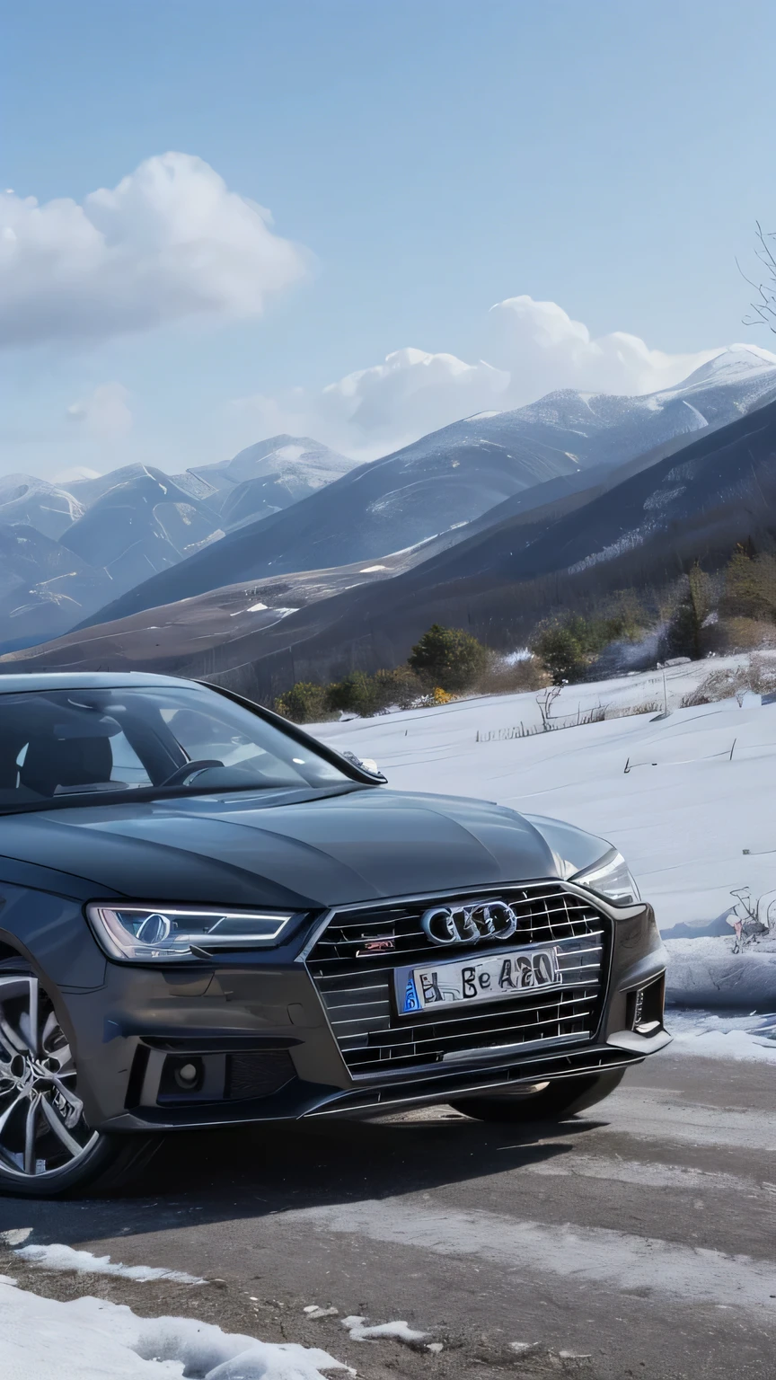 Best image quality (8k, High resolution, masterpiece: 1.2), Very detailed, Random Hairstyles, 26-year-old woman,
Extraordinary beautiful girl、Cute and beautiful face details、(Dealing with the Children_v1:0.008)、
score_9, score_8_upper, score_7_upper,
The Audi A4 is photographed in the snow
Situation: The Audi A4 drives through a snowy mountain scene。Snow accumulates on the car's body、A stillness hangs in the air。
Camera angle: Captured with a shot from the side、The Audi A4 moves forward, kicking up snow in its wake。
,Active stop temporarily ,
On her side、The thunder danced。
Focus on the upper waist
, Random cute poses ,Big eyes ,Puffy eyes , Heart pupil, blush , Big shy smile , salute