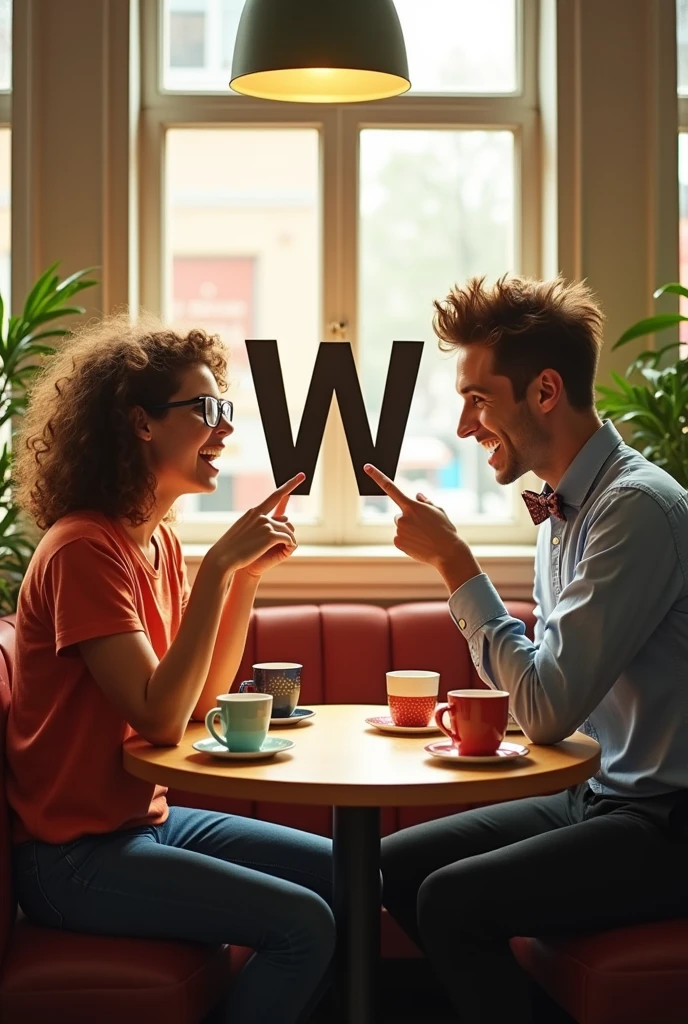 Two people look at the "w" and argue it.
First person said "it is w letter" and second person reply "No,it is M"