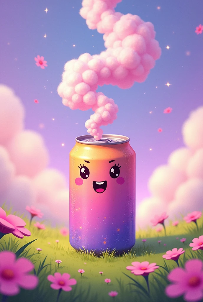 A drawing of just a can with smoke coming out of its head