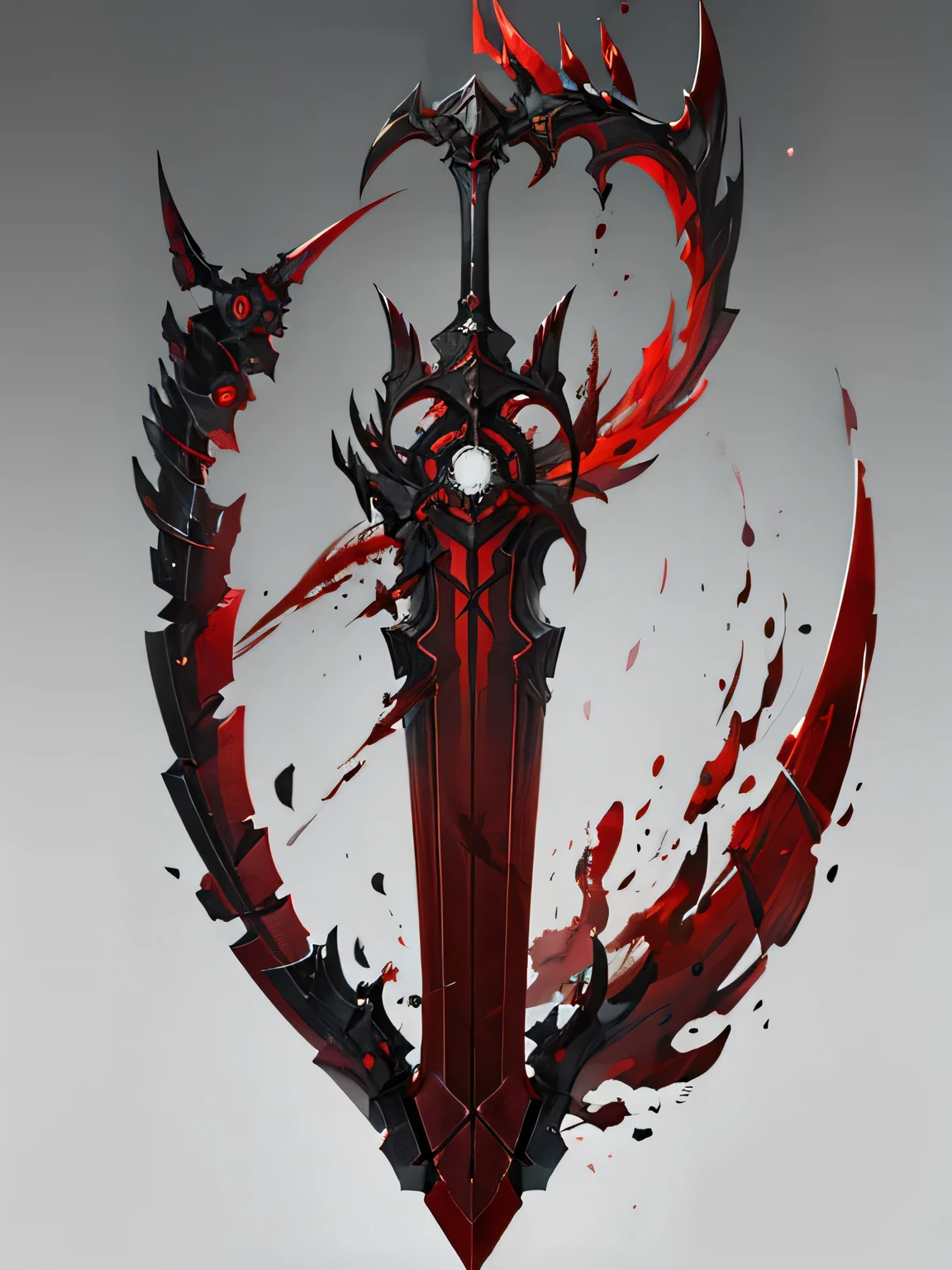 Blood, Scythe, Bloody Scythe, only scythe, no people, only weapon, floating in the air, Living Weapon