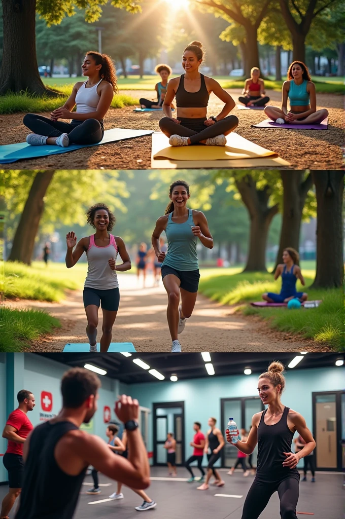 visuals of people resting, doing moderate workouts, and intense training sessions on different days