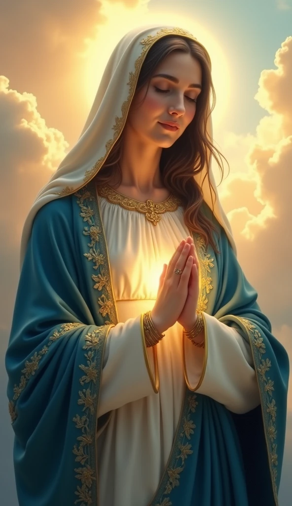 Beautiful Virgin Mary, gazing upon you with eyes filled with love.